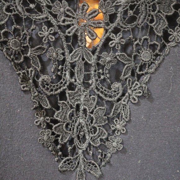 Victoria’s Secret Vintage 90s Black Bodysuit Gold Label Lace V-Neck Medium - Picture 3 of 15